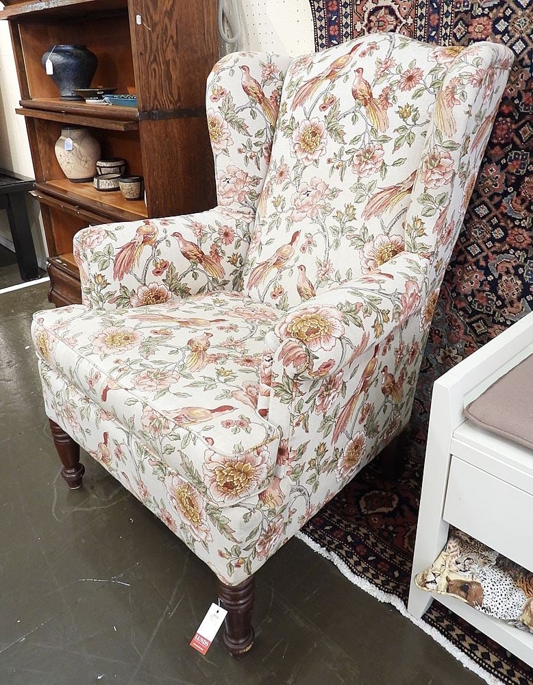 Chintz Upholstered Wingback Armchair (1 of 2)