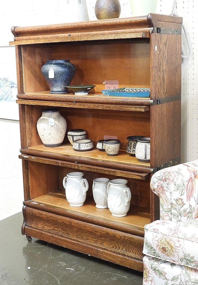 Globe-Wernicke Three Section Oak Barrister's Bookcase, 40"h. (1 of 3)