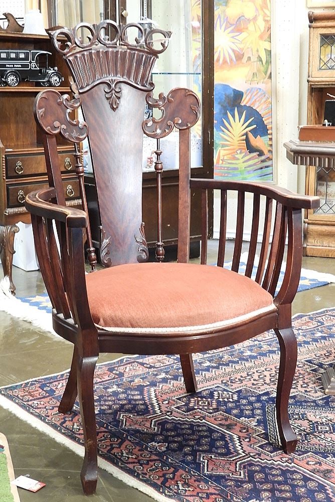 Fancy Mahogany Armchair C.1900, 40 3/4"h. (1 of 1)