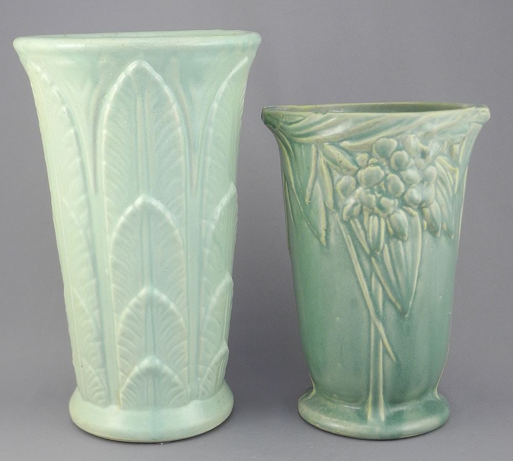 Robinson Ransbottom Vase (10"h) & McCoy Vase, 8 1/8"h. (1 of 3)