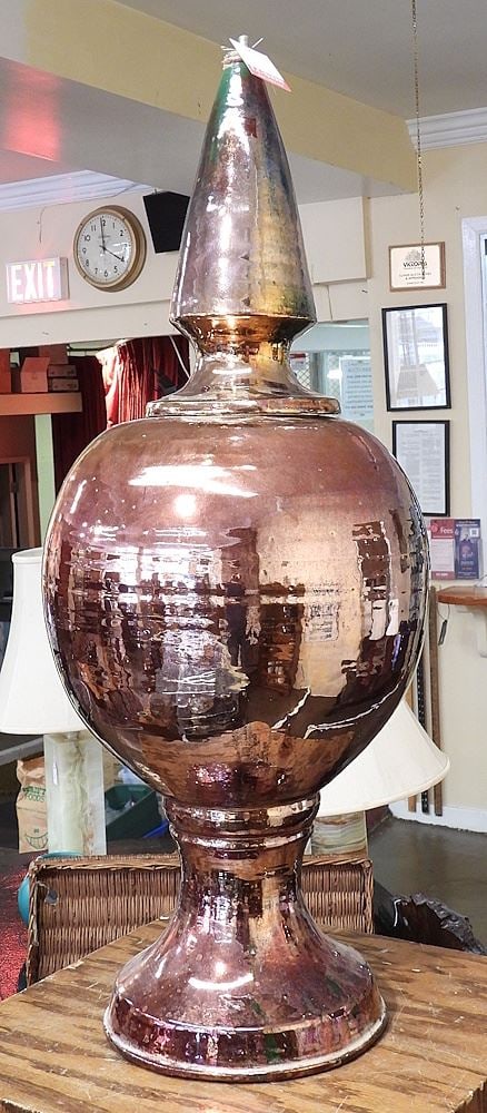 Casasus Spain Lustre Ware Pottery Table Lamp Base, Two Sections, 33 1/2"h.: Casasus Spain Lustre Ware Pottery Table Lamp Base, Two Sections, 33 1/2"h.