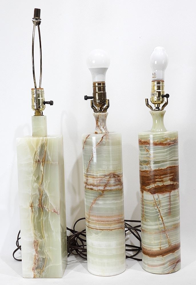 Three Onyx Lamps.: Three Onyx Lamps.