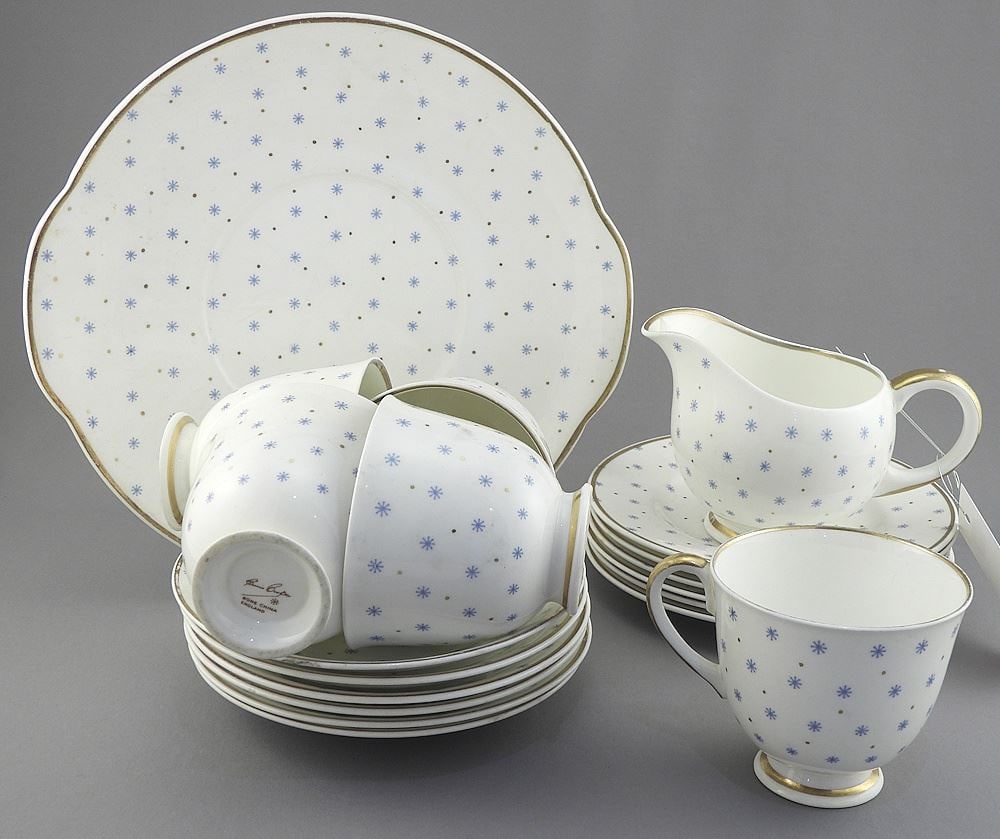 Susie Cooper "Blue Stars" Part Tea Service.: Susie Cooper "Blue Stars" Part Tea Service.