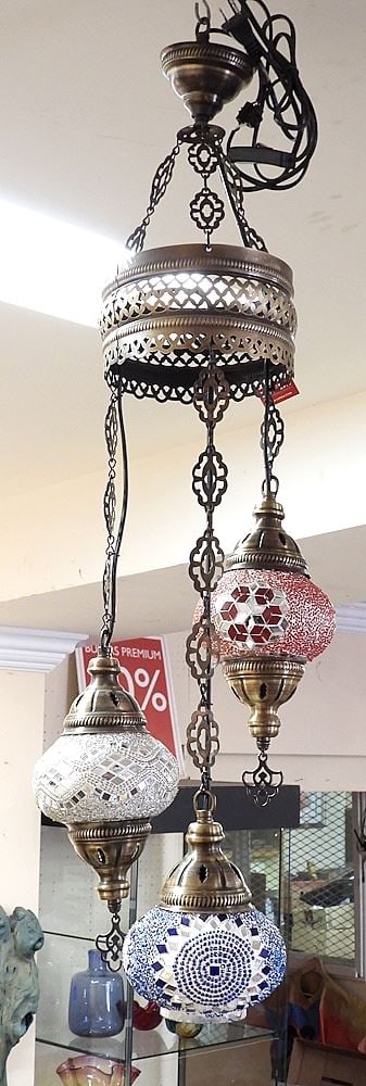 Two Turkish Light Fixtures, 3 Socket & 5 Socket. - 2