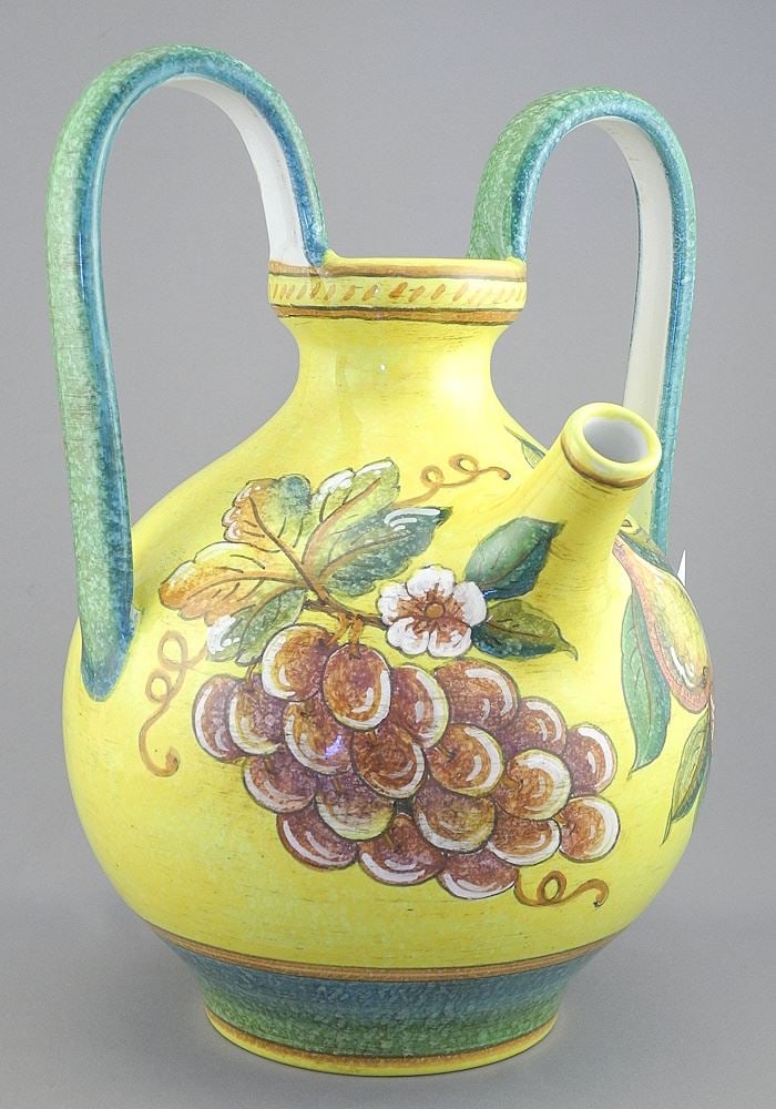 Gialletti Pimpinelli Deruta Pottery Pitcher, 12"h.: Gialletti Pimpinelli Deruta Pottery Pitcher, 12"h.