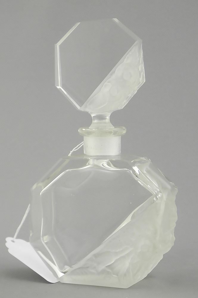 Bohemian Crystal Scent Bottle, Unmarked, 6 1/4"h (stopper repaired) (1 of 3)