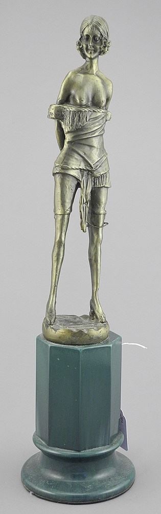Spelter Sculpture After Bruno Zach, 17"h, "The Riding Crop".: Spelter Sculpture After Bruno Zach, 17"h, "The Riding Crop".