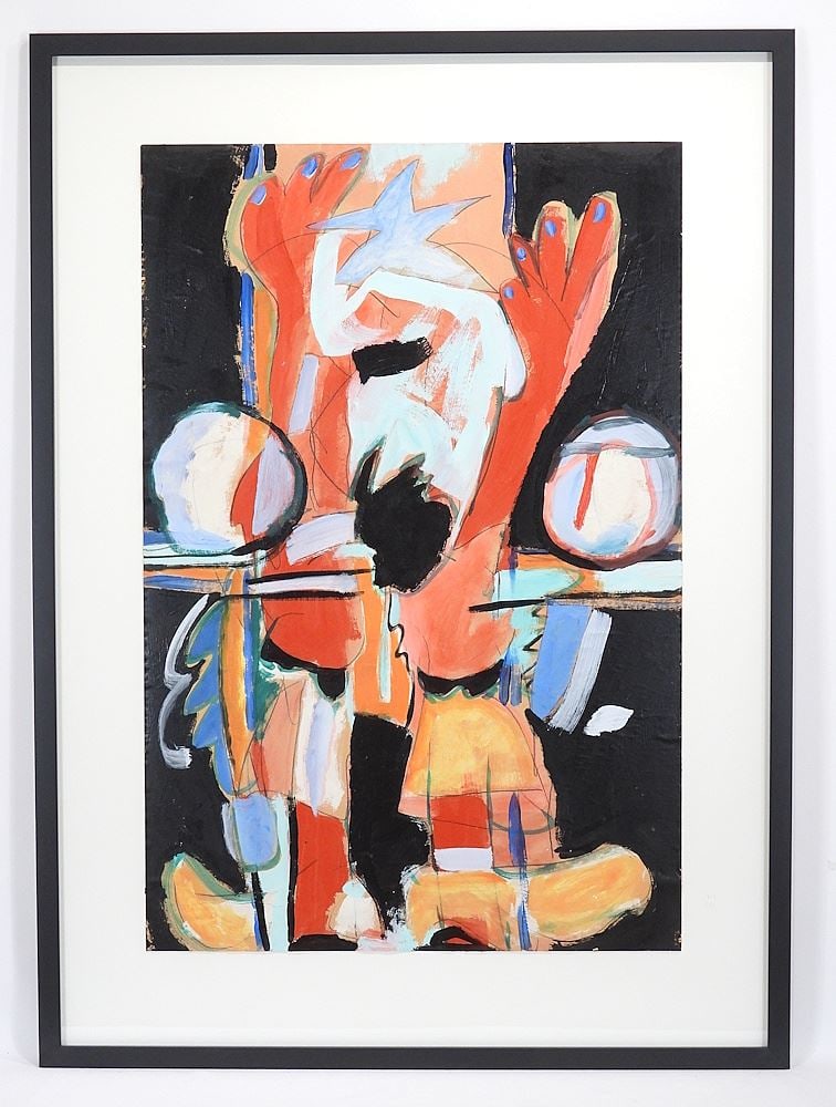 Unsigned Mixed Media on Paper Attributed to Kennedy, 36 x 24", "Hands Reaching Upwards".: Unsigned Mixed Media on Paper Attributed to Kennedy, 36 x 24", "Hands Reaching Upwards".