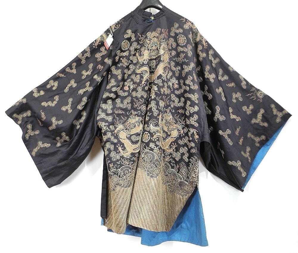 Qing Embroidery Silk Robe, 60 x 60".: Qing Embroidery Silk Robe, 60 x 60".
