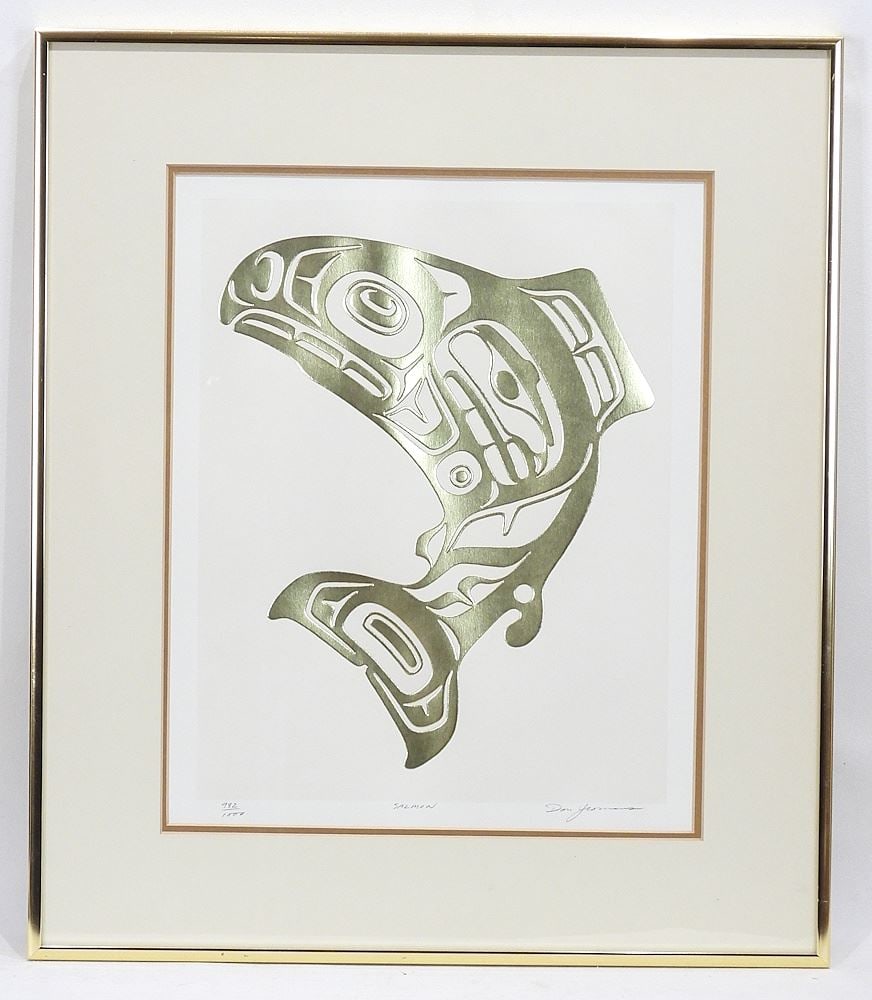 Gravure Embossing signed Don Yeomans 12 1/2 x 10 1/4" "Salmon" #982/1000.: Gravure Embossing signed Don Yeomans 12 1/2 x 10 1/4" "Salmon" #982/1000.