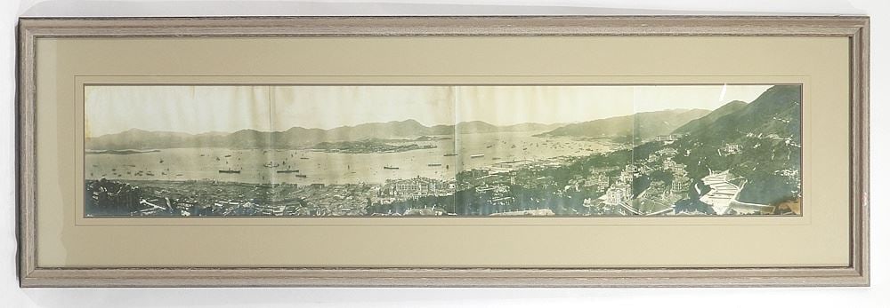 Antique Four Section Panoramic Photograph of Hong Kong, 8 x 43 3/4": Antique Four Section Panoramic Photograph of Hong Kong, 8 x 43 3/4"