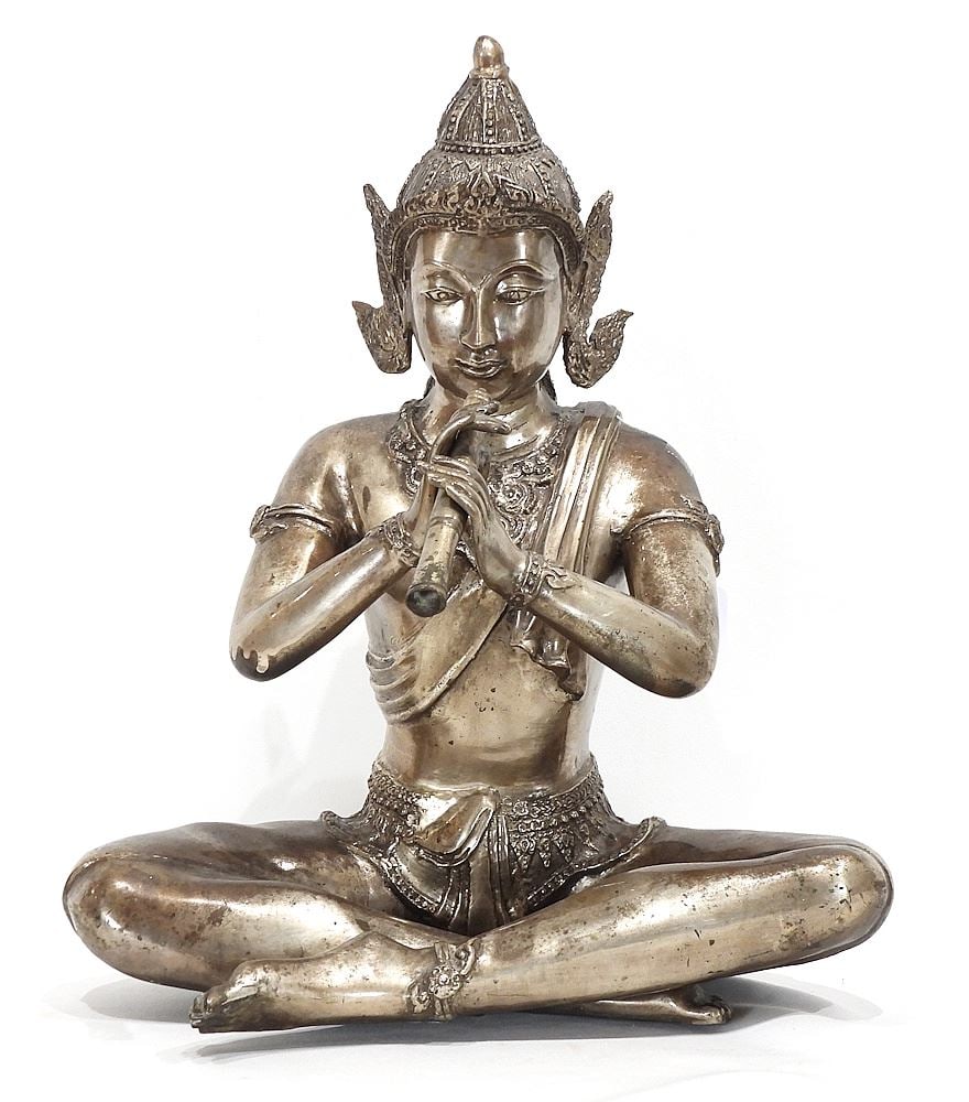 Contemporary Thai White Metal Figure of Phra Aphia Mani.: Contemporary Thai White Metal Figure of Phra Aphia Mani.
