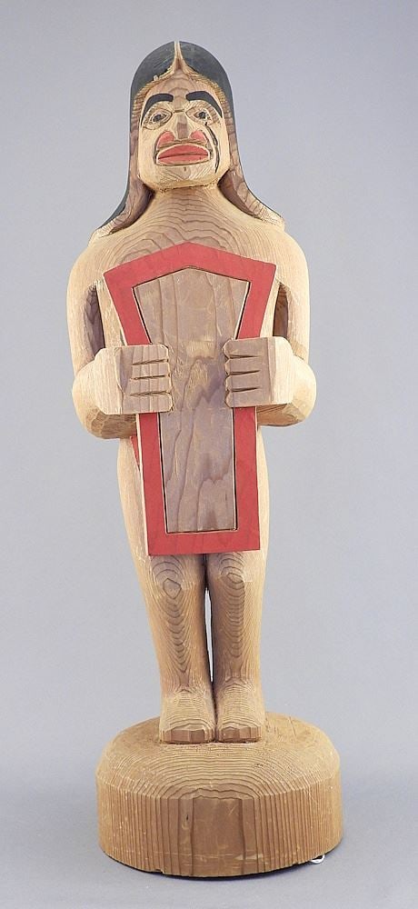 "Coast Salish Pole" signed Francis Horne, 15 7/8"h.: "Coast Salish Pole" signed Francis Horne, 15 7/8"h.