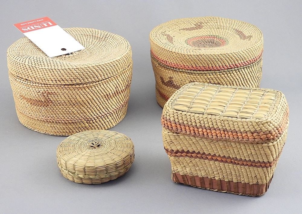 Collection of Nuu-Chah-Nulth & Grass Baskets, 1/2 - 2 1/2"h C.1931. (1 of 2)