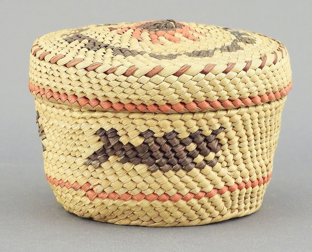 Nuu-Chah-Nulth Trinket Basket, 2 x 3" Diameter. (1 of 3)