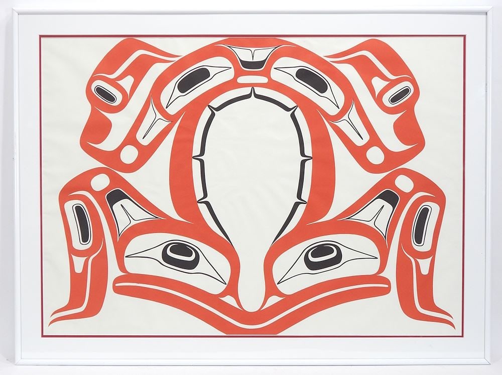 Colour Print by Robert Davidson, 20 3/4 x 29 1/4" "Frog".: Colour Print by Robert Davidson, 20 3/4 x 29 1/4" "Frog".