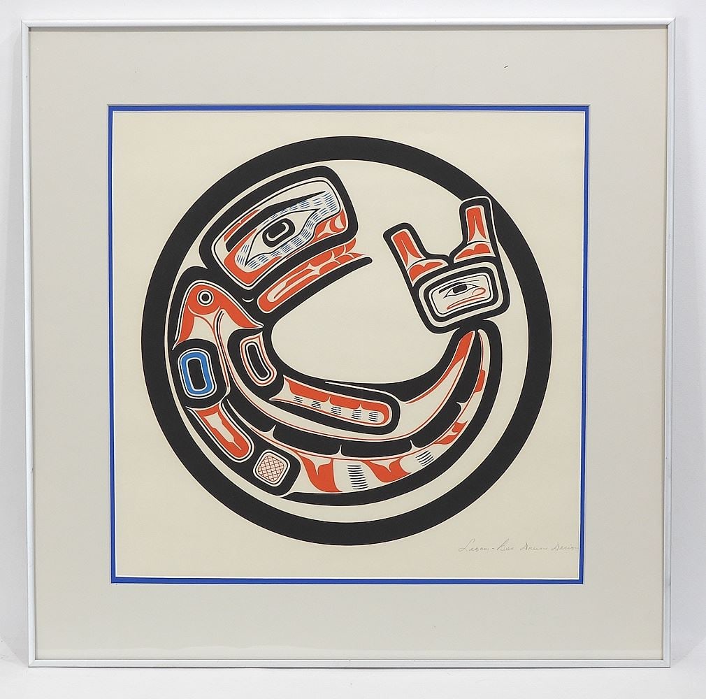 Kwagiulth Serigraph by Jerry Smith, 17 x 17" "Legacy Box Drum Design".: Kwagiulth Serigraph by Jerry Smith, 17 x 17" "Legacy Box Drum Design".