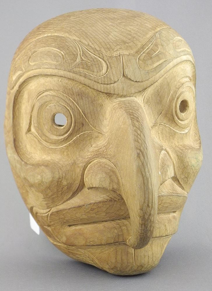 Northwest Coast Style "Eagle" Mask signed Paul Johnny, 9 1/2"h.: Northwest Coast Style "Eagle" Mask signed Paul Johnny, 9 1/2"h.