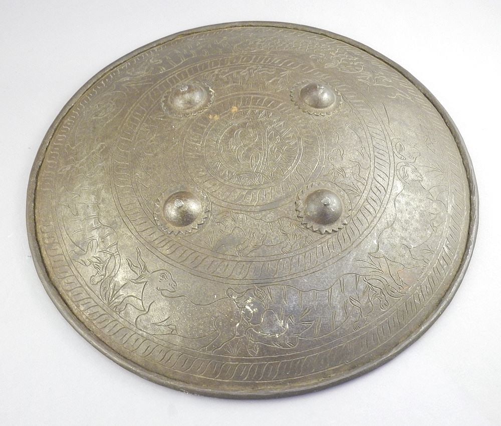 Indo-Persian Dhal or Separ Shield, 12" Diameter.: Indo-Persian Dhal or Separ Shield, 12" Diameter.