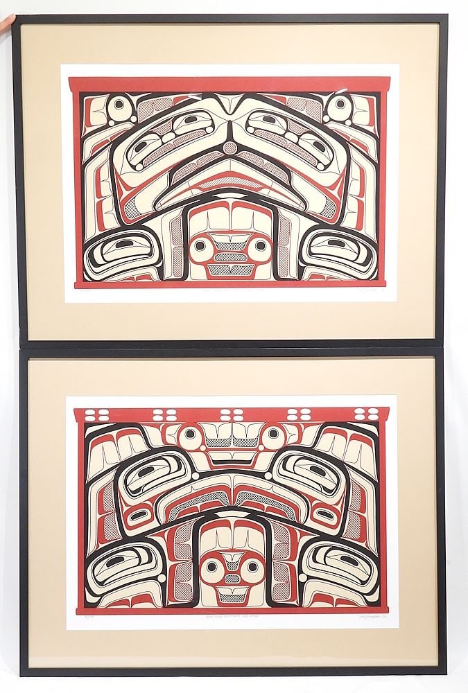 Pair of Serigraphs signed John Livingstone/92, 20 x 28 3/8", "Bella Bella Chest Study"...: Pair of Serigraphs signed John Livingstone/92, 20 x 28 3/8", "Bella Bella Chest Study"...