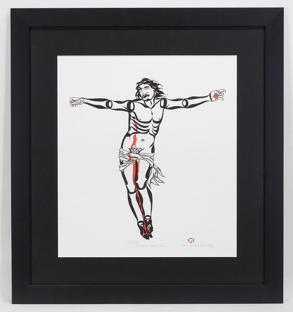 Ink & Watercolour signed Tenna Tsa Teh (Mark Preston), 17 1/2 x 15 1/2" "The Word Made Alive".: Ink & Watercolour signed Tenna Tsa Teh (Mark Preston), 17 1/2 x 15 1/2" "The Word Made Alive".