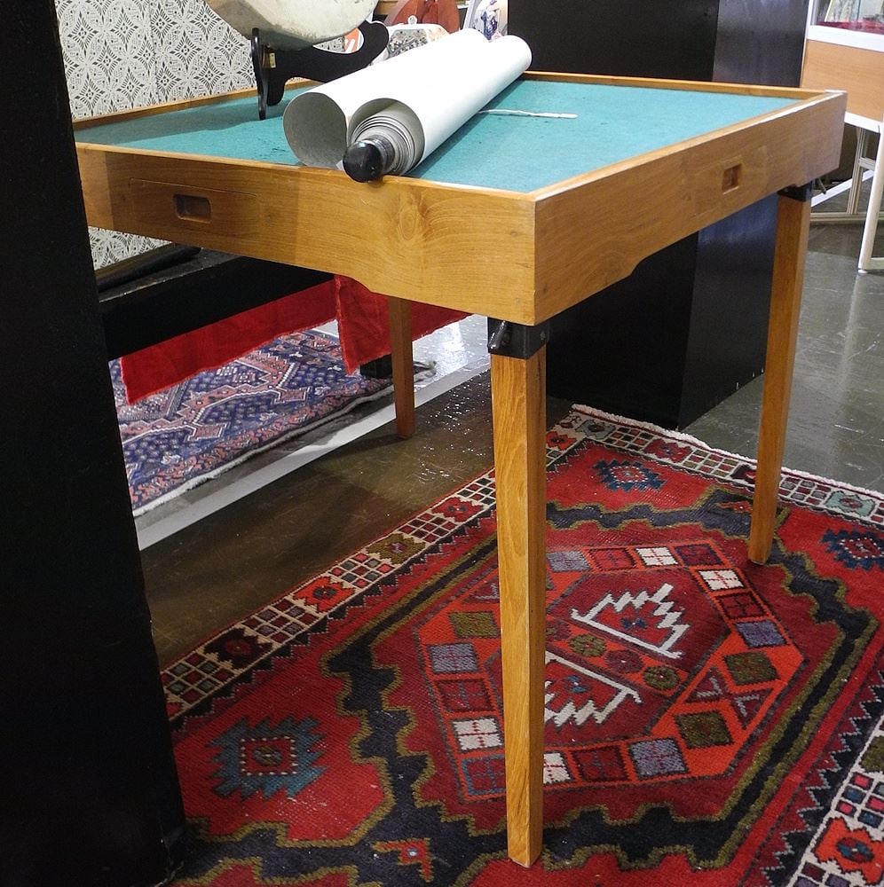 Teak Folding Mah Jong Table.: Teak Folding Mah Jong Table.
