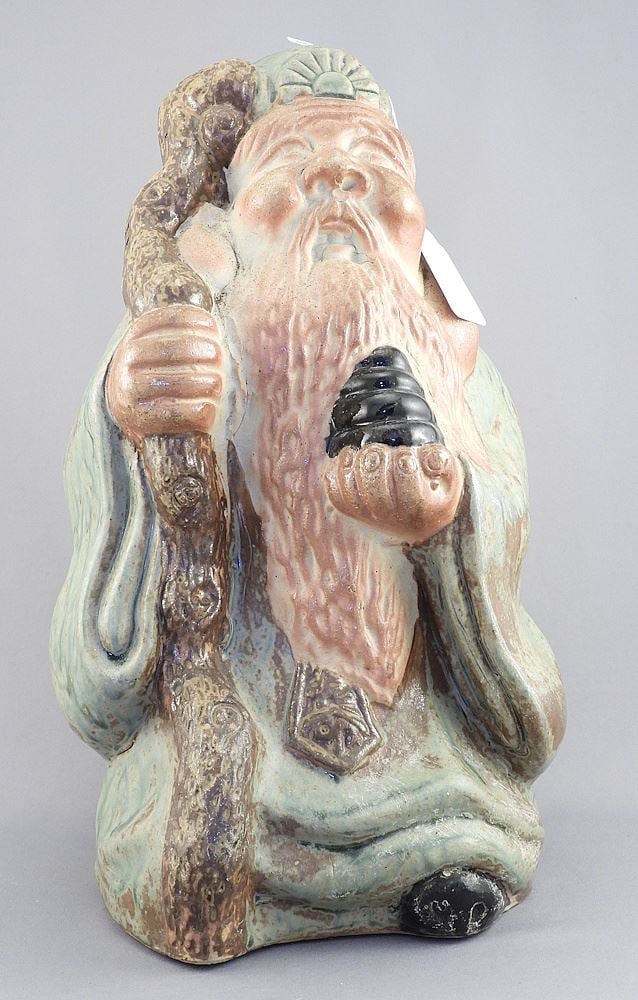 Japanese Pottery Figure of Fukurokuju, 12 1/4"h.: Japanese Pottery Figure of Fukurokuju, 12 1/4"h.