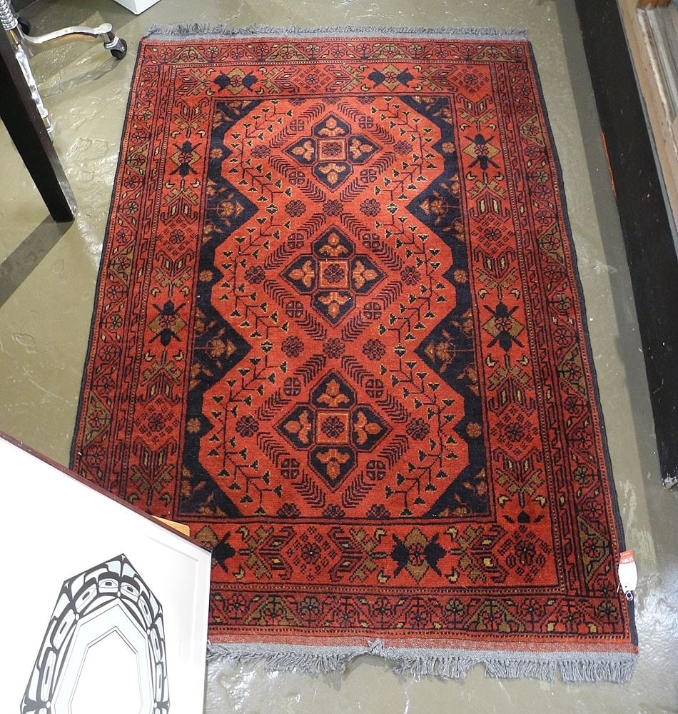 Kahalmamdi 100% Wool Hand Knotted Carpet Approximately 40 x 60".: Kahalmamdi 100% Wool Hand Knotted Carpet Approximately 40 x 60".