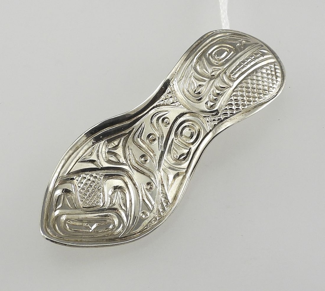 Kwagiulth Silver Spoon Pendant Monogrammed SS (Solomon Seward), 2 1/4"h, 8.49g "Killer...": Kwagiulth Silver Spoon Pendant Monogrammed SS (Solomon Seward), 2 1/4"h, 8.49g "Killer..."
