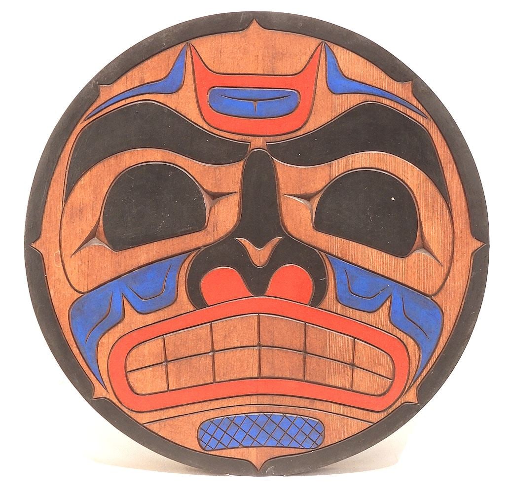 Northwest Coast Plaque signed Daniel Dick, 13 1/2" Diameter, "Moon". (1 of 2)
