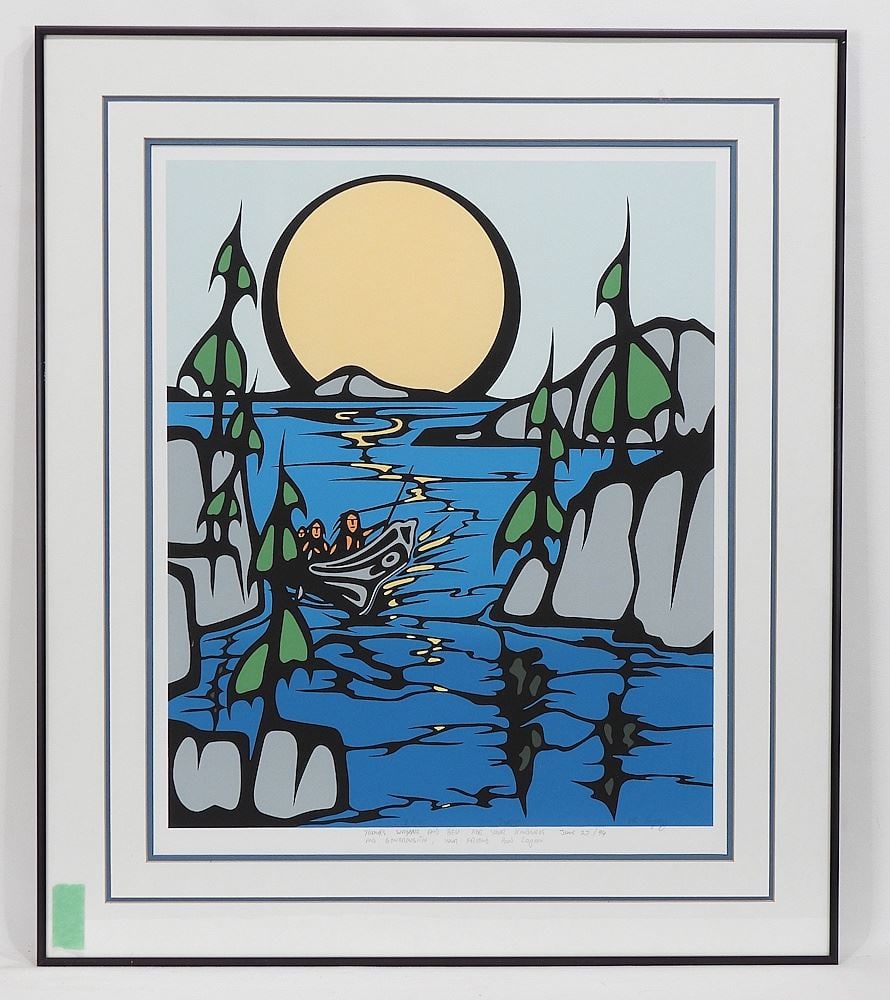 Cree Serigraph signed P. (Patrick) R. Logan, 20 1/2 x 16 3/4" "The Journey" #9/105.: Cree Serigraph signed P. (Patrick) R. Logan, 20 1/2 x 16 3/4" "The Journey" #9/105.