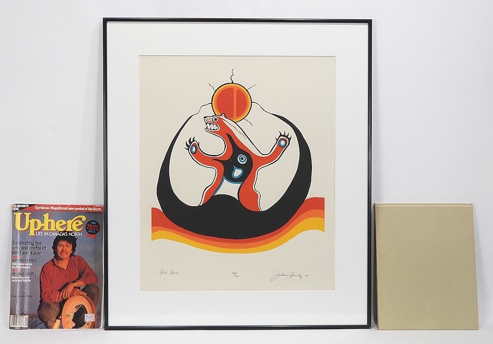 Serigraph signed Jackson Beardy, 20 3/8 x 17" "Red Bear" #89/100.: Serigraph signed Jackson Beardy, 20 3/8 x 17" "Red Bear" #89/100.