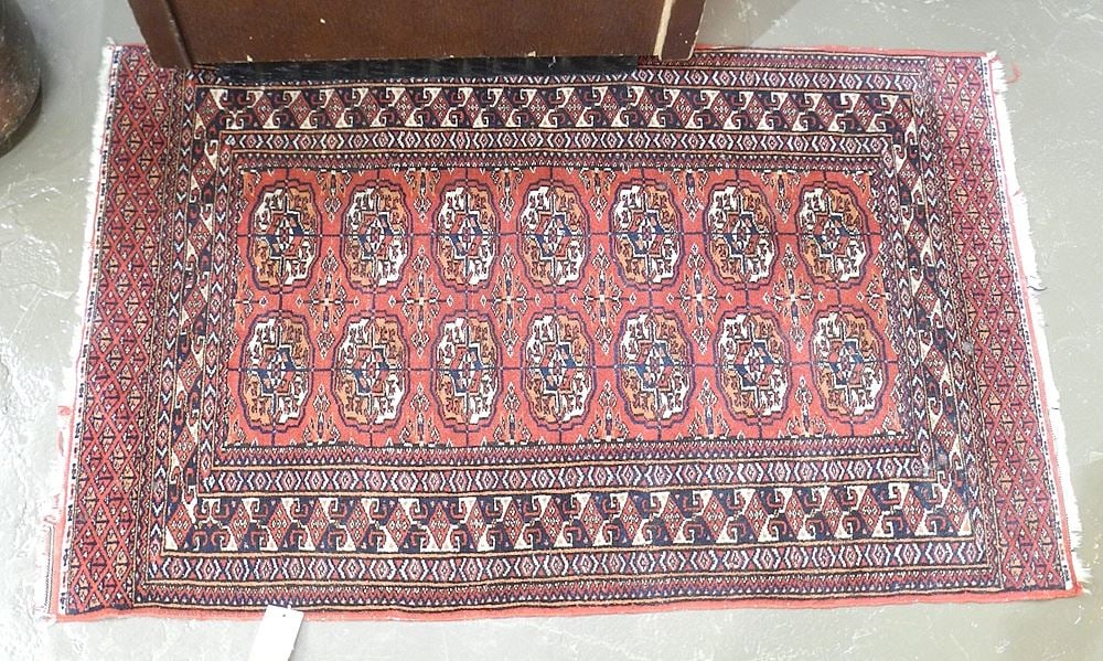 Hand Knotted Bokhara Mat Approximately 2'5" x 3'9".: Hand Knotted Bokhara Mat Approximately 2'5" x 3'9".