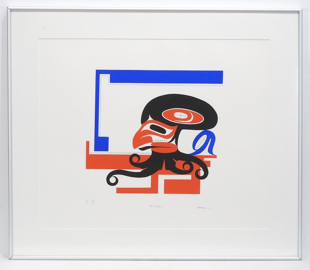Nuu-Chah-Nulth Serigraph signed A. (Art) Thompson '79, 18 x 22" "Tee- Thloop" A/P VI.: Nuu-Chah-Nulth Serigraph signed A. (Art) Thompson '79, 18 x 22" "Tee- Thloop" A/P VI.