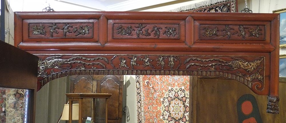 Chinese Headboard from Shaanxi Province, China, 47"w.: Chinese Headboard from Shaanxi Province, China, 47"w.