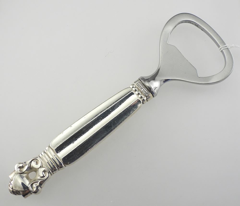 Georg Jensen Denmark Sterling (marked) Silver Bottle Opener, 4 1/2 "L, 36g. (1 of 3)