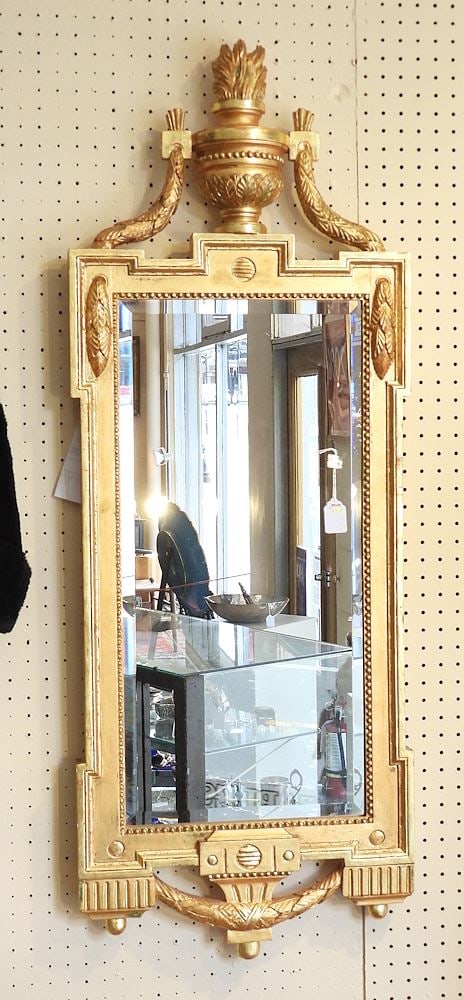 Ikea "Meunier" Gustavian Replica Giltwood Mirror, 50"h. (1 of 3)