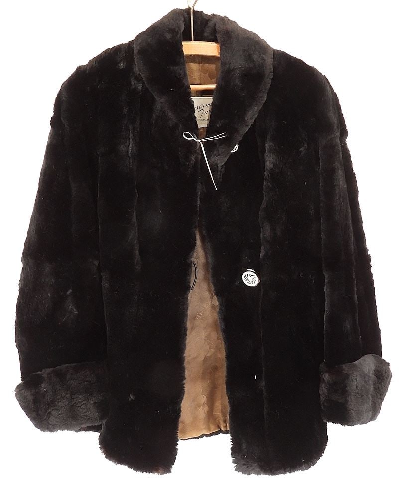 Vintage Black Beaver Fur Coat, Waserman Furs Ottawa. (1 of 3)