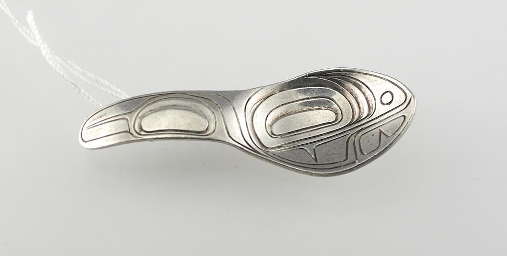 Kwagiulth Silver Spoon Pendant signed B. (Bob) Neel /83, 1 5/8"L, 3.7g. (1 of 3)