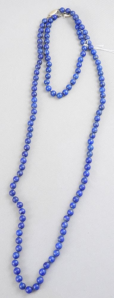 24 Inch 6mm Natural Lapis Lazuli Necklace & 9" Bracelet with 14K Clasp. (1 of 4)