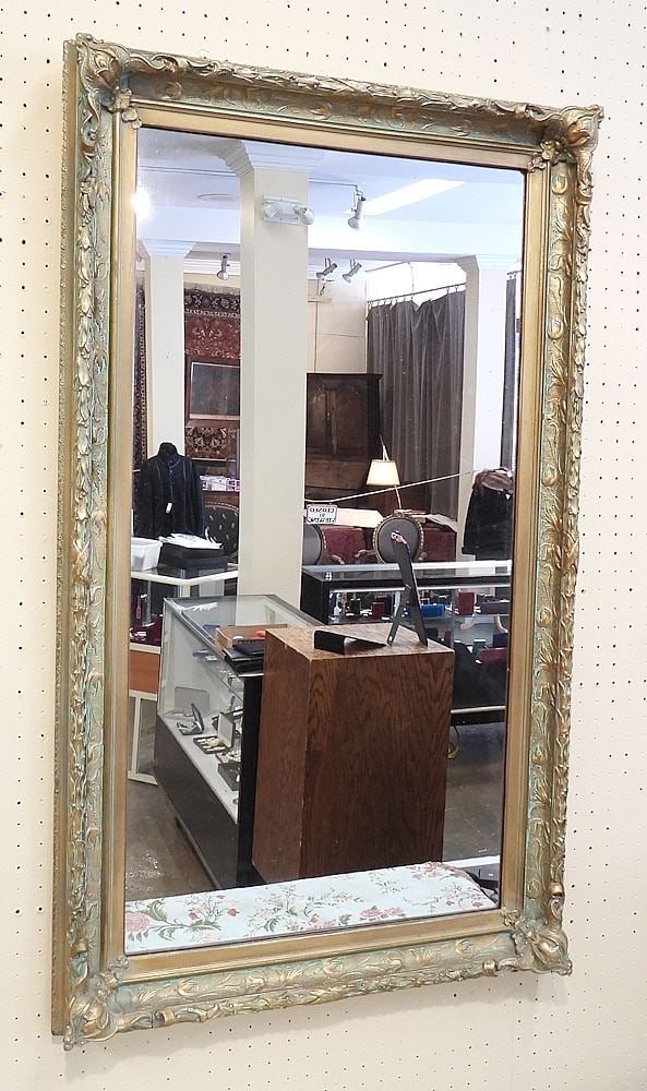 Green Finish Gilt Framed Mirror, 44 x 26", Acquired Faith Grant Antiques. (1 of 3)