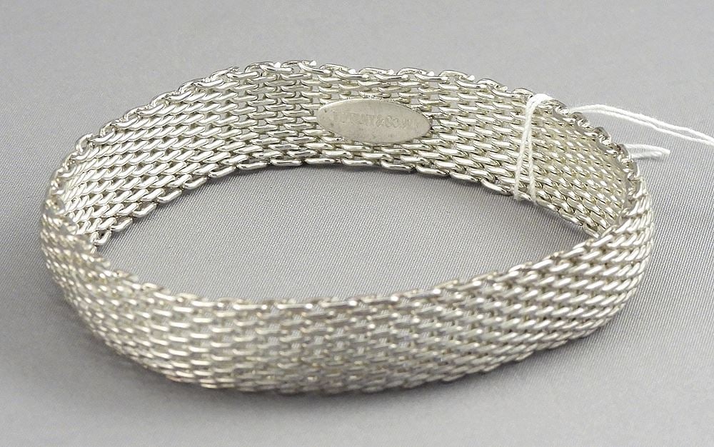 Vintage Tiffany Sterling Mesh Bracelet, 3 3/8 x 2 3/4 x 1/2", 7.6g. (1 of 3)