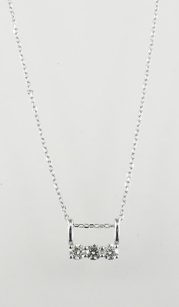 10K (marked) White Gold & Diamond Pendant on 10K Chain, 17"L, 1.2g. (1 of 2)