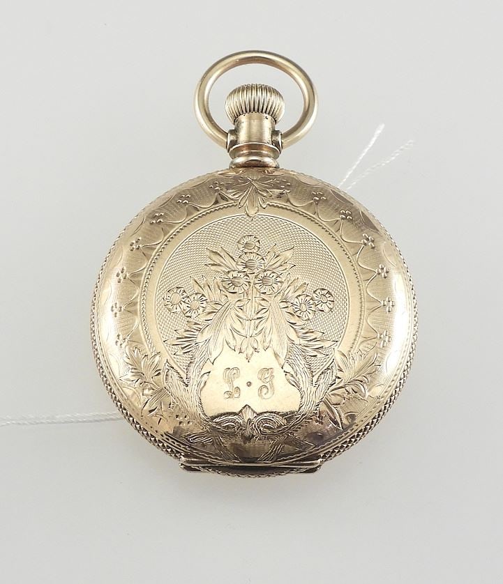 Elgin Pocket Watch in Gold Plated "Lion" Case, 1 5/8" Diameter, 54g. (1 of 5)