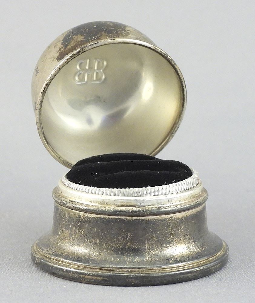 Birks Sterling Silver Domed Ring Box, 1 5/8"h, 60g.: Birks Sterling Silver Domed Ring Box, 1 5/8"h, 60g.