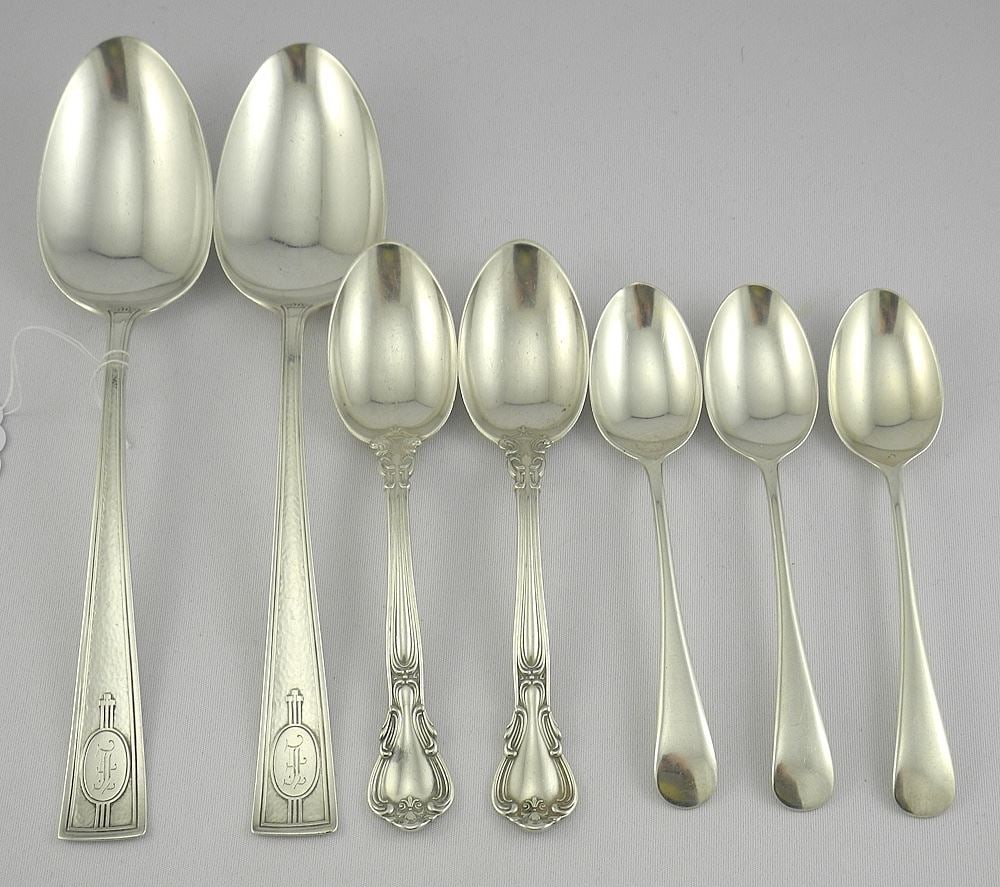 Seven Various Sterling Silver Spoons , 5 1/8 - 8 1/4"L, 230g. (1 of 4)