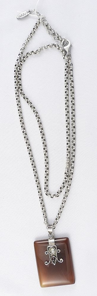 Karyn Chopik Studio Sterling Silver (925) & Carnelian Pendant, 29"L. (1 of 4)