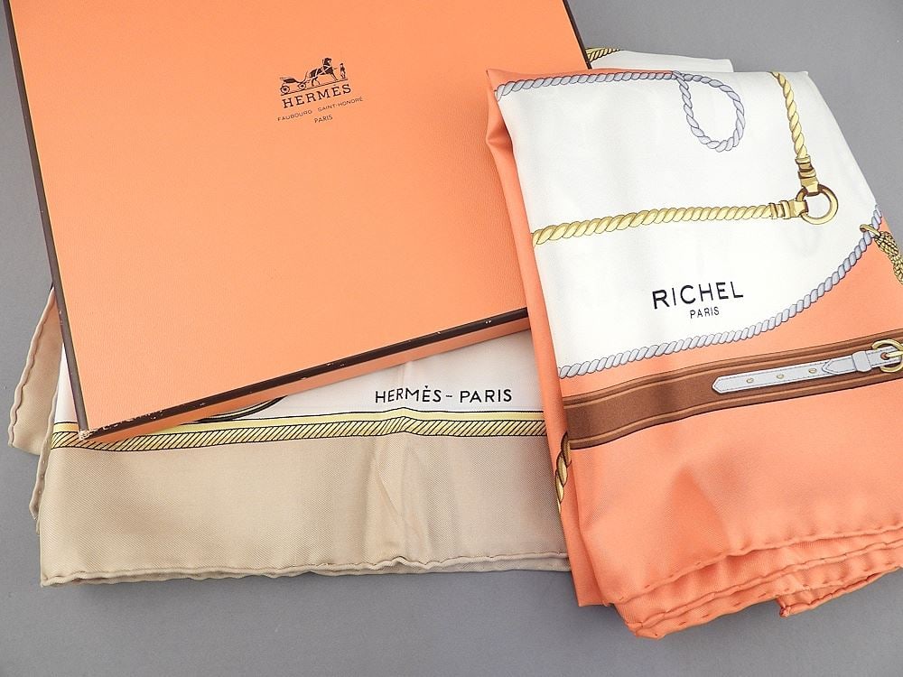 Hermes Silk Scarf with Original Box & Rachel Paris Scarf. (1 of 4)