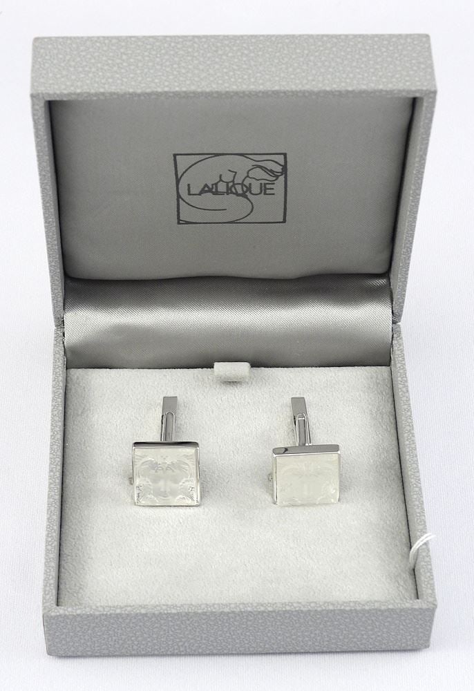 Pair of Lalique Sterling Silver (925) "Masque Femme" Cufflinks with Original Box. (1 of 4)