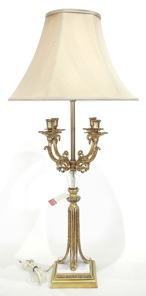 Brass Crystal & Marble Table Lamp, 36 1/4"h. (1 of 4)